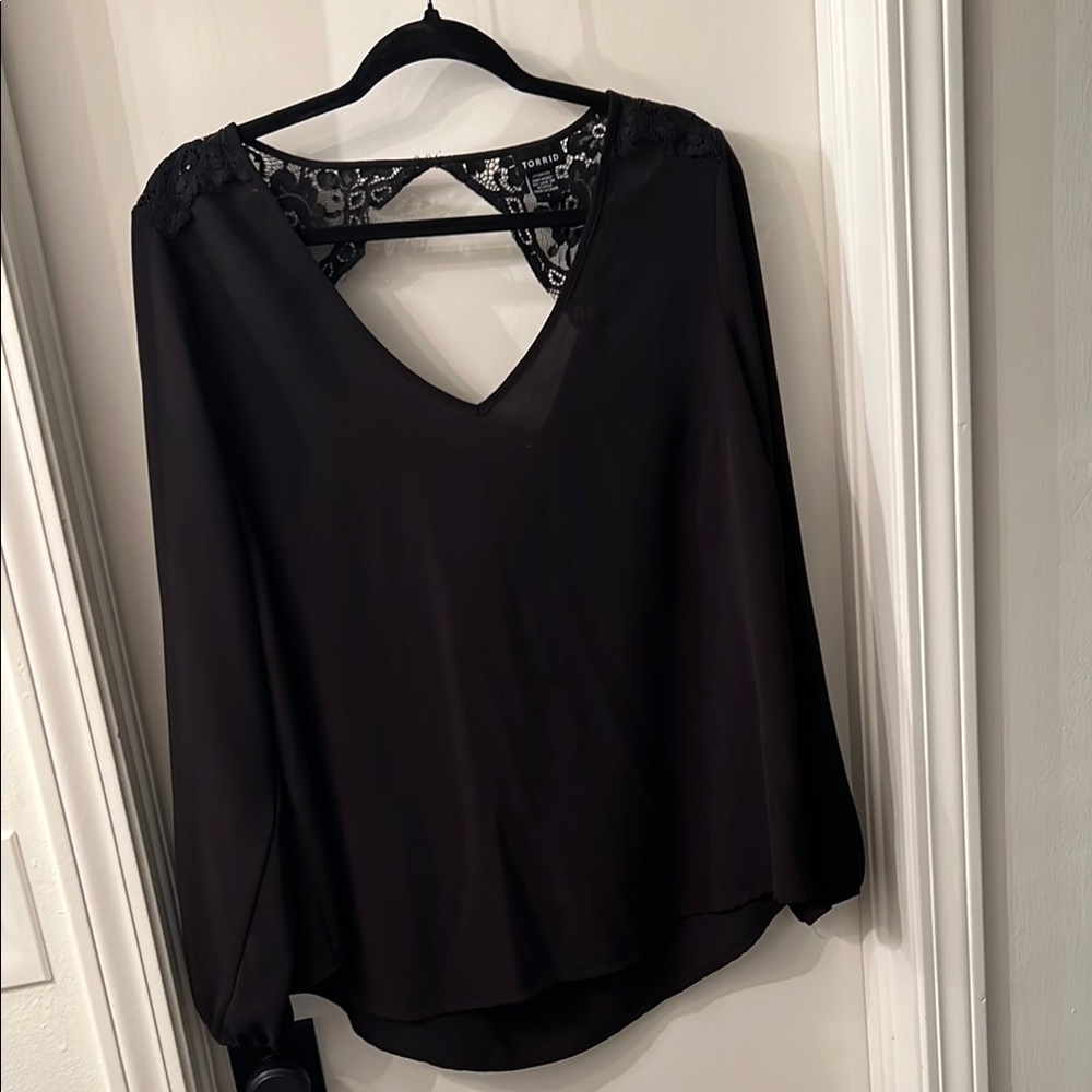 Torrid Black Long Sleeve Cut Out Blouse